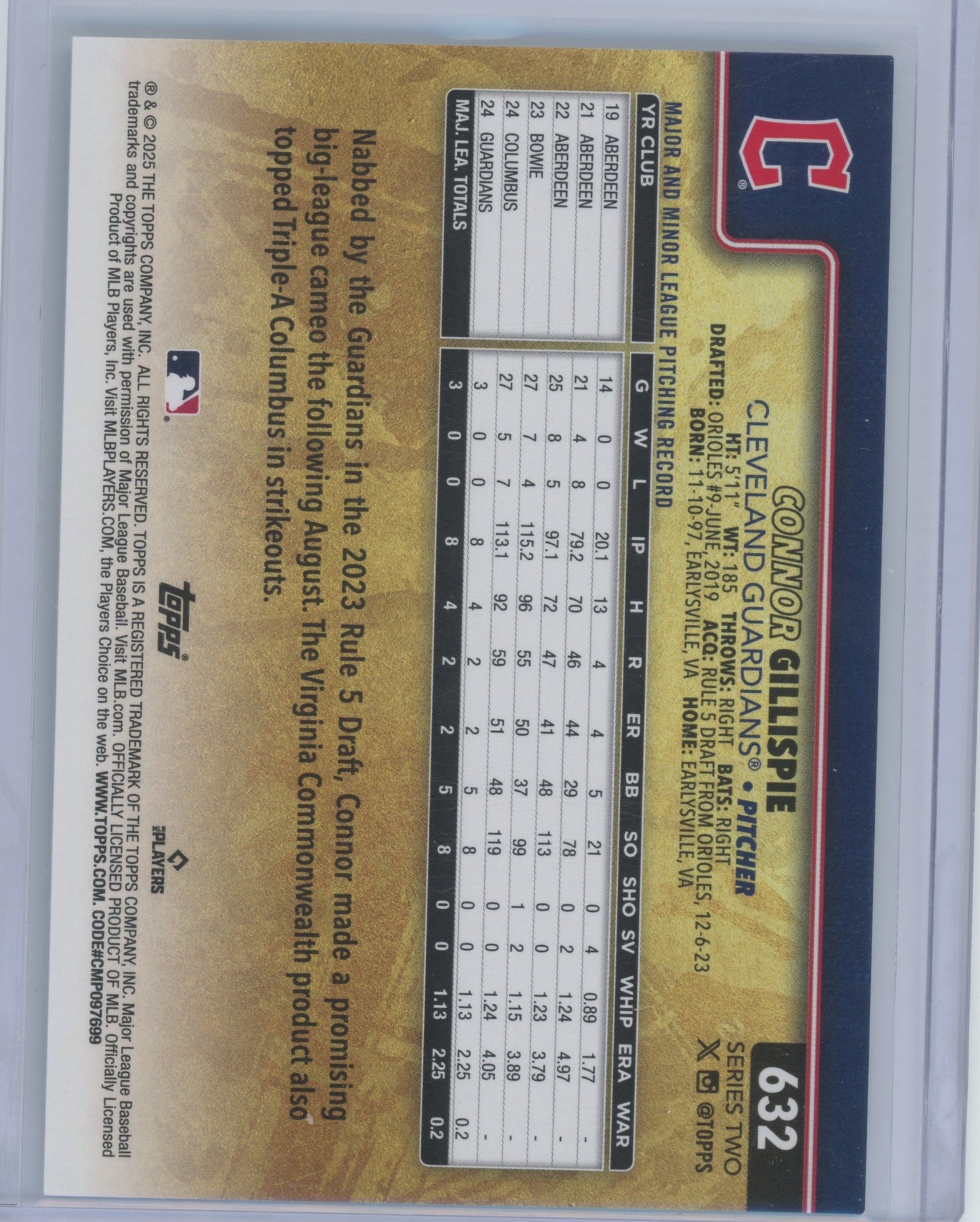2025 Topps Connor Gillispie #632 RC