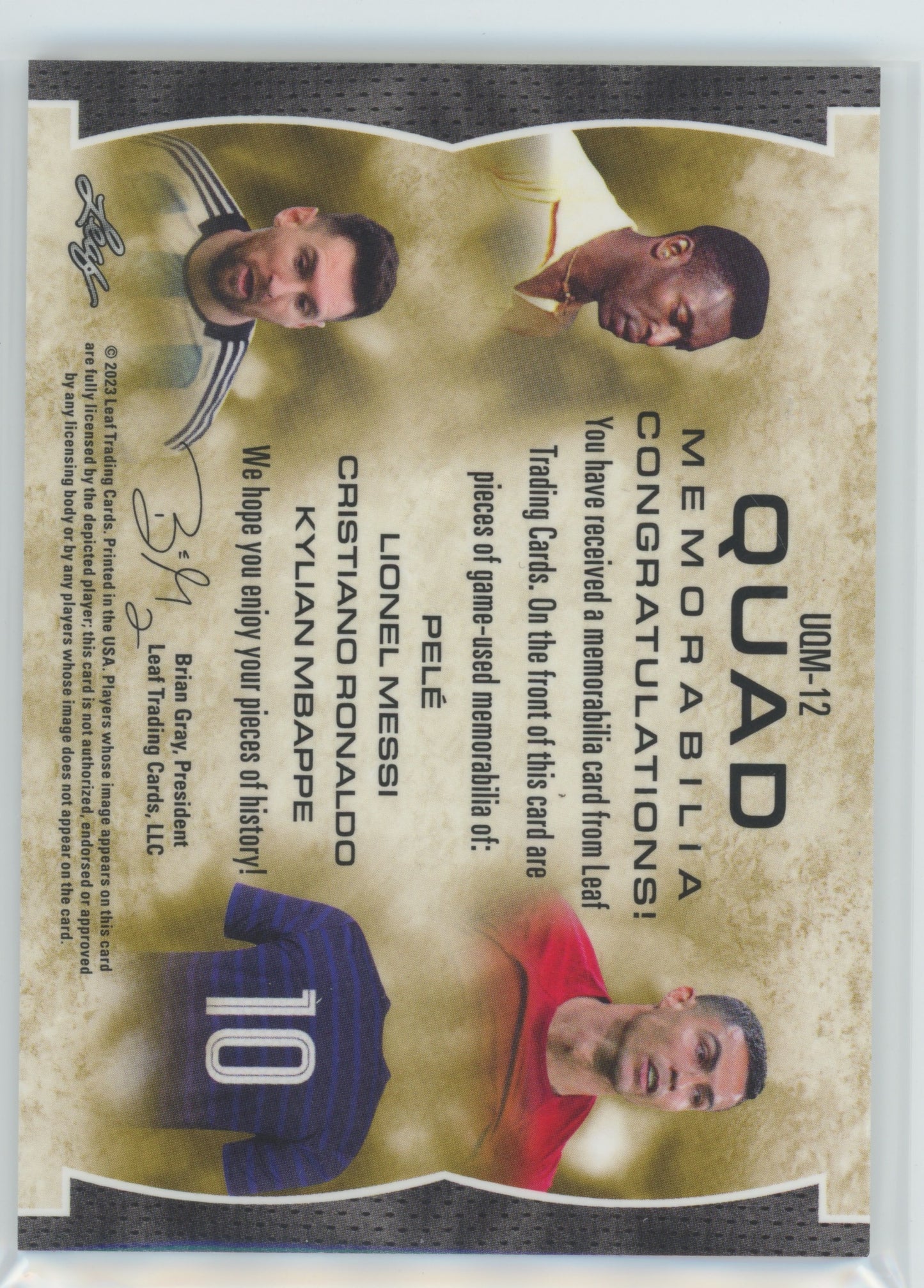 2023 Leaf Soccer Lionel Messi,Pelé,Cristiano Ronaldo,Kylian Mbappé UQM-12 1 of 1