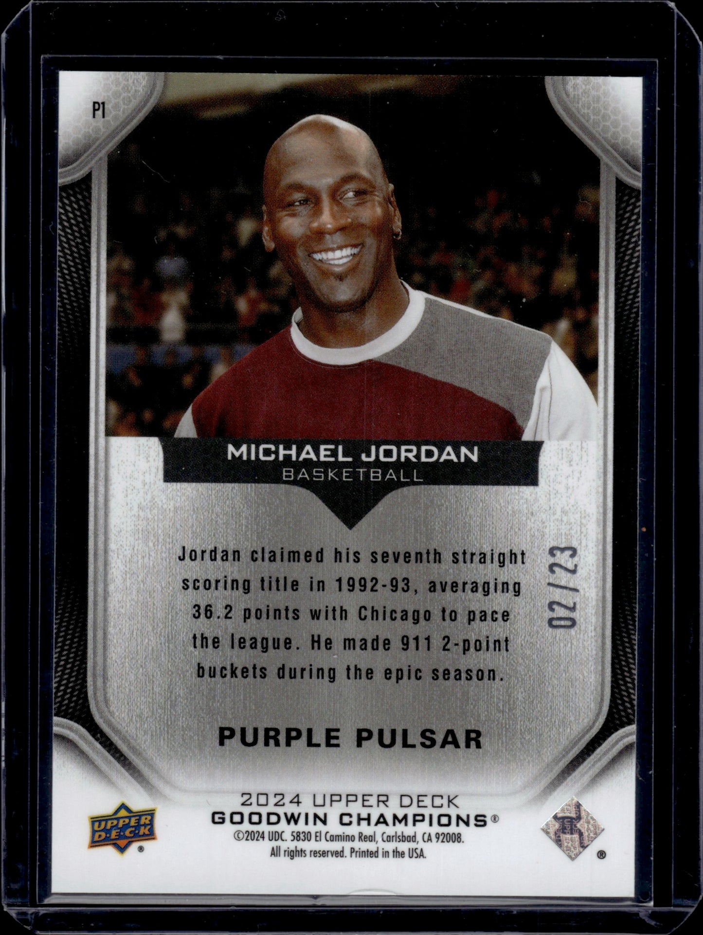 2024 Upper Deck Goodwin Champions Michael Jordan #P1 Purple Pulsar 02/23