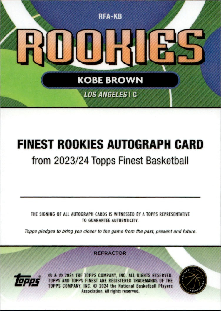 2024 Topps Finest Kobe Brown #RFA-KB Refractor RC
