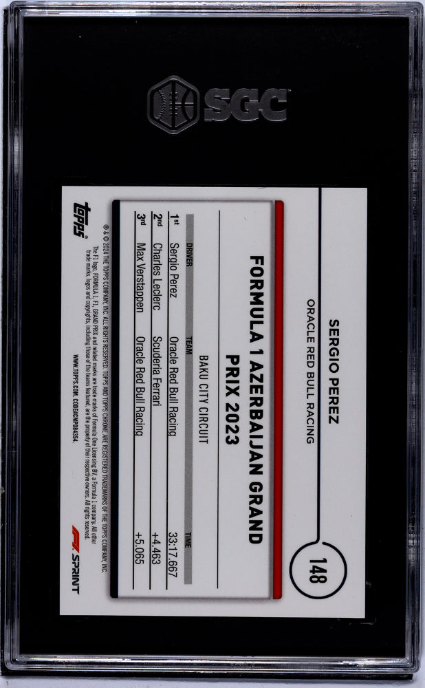 2024 Topps Chrome F1 Sergio Perez #148 Orange Checker Flag 17/25 SGC 9.5