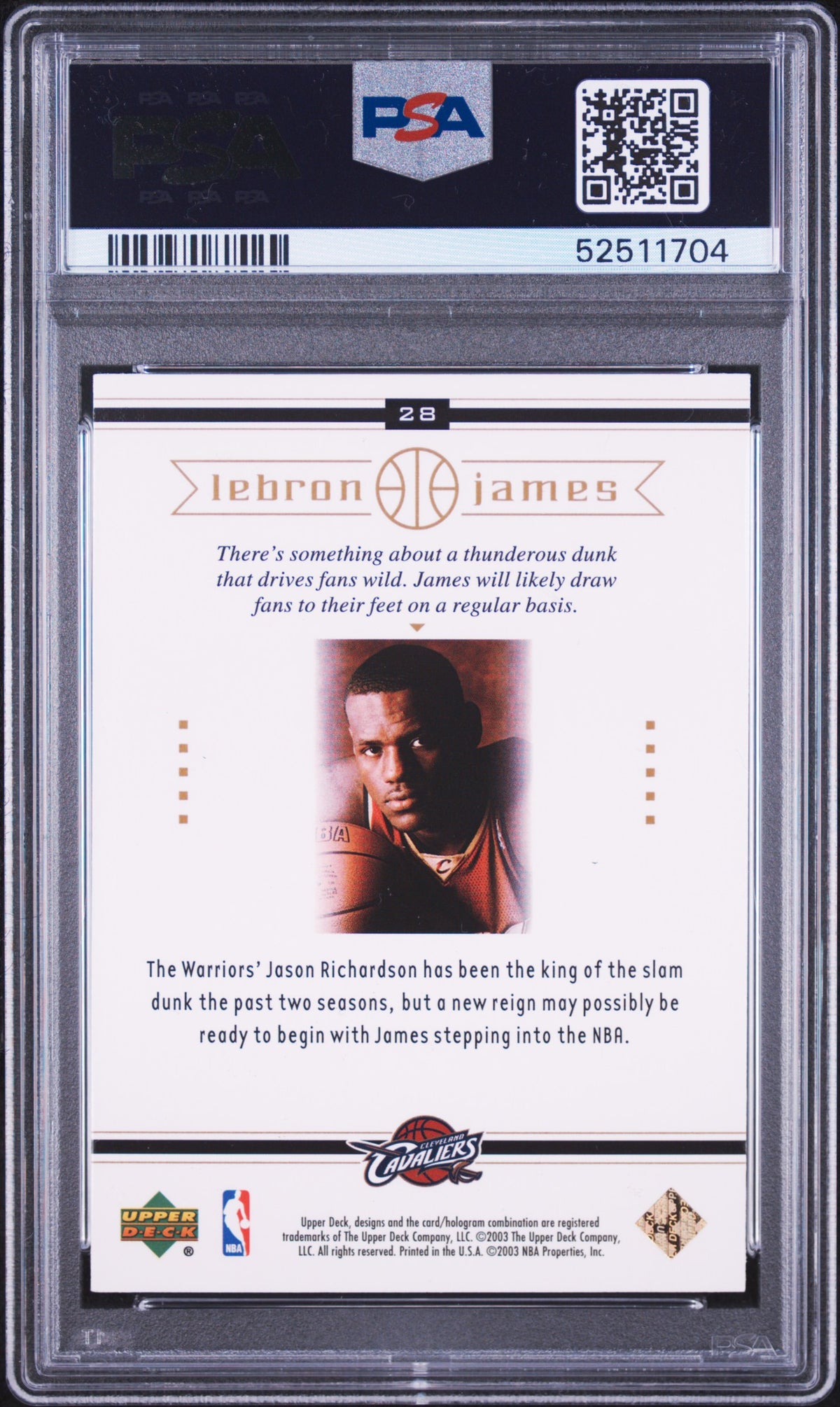2003 Upper Deck LeBron James Box Set LeBron James #28 PSA 10