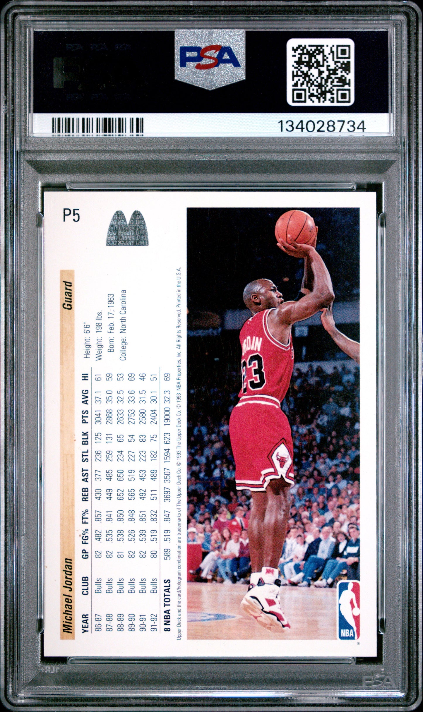1992 Upper Deck McDonald's Michael Jordan #P5 PSA 8