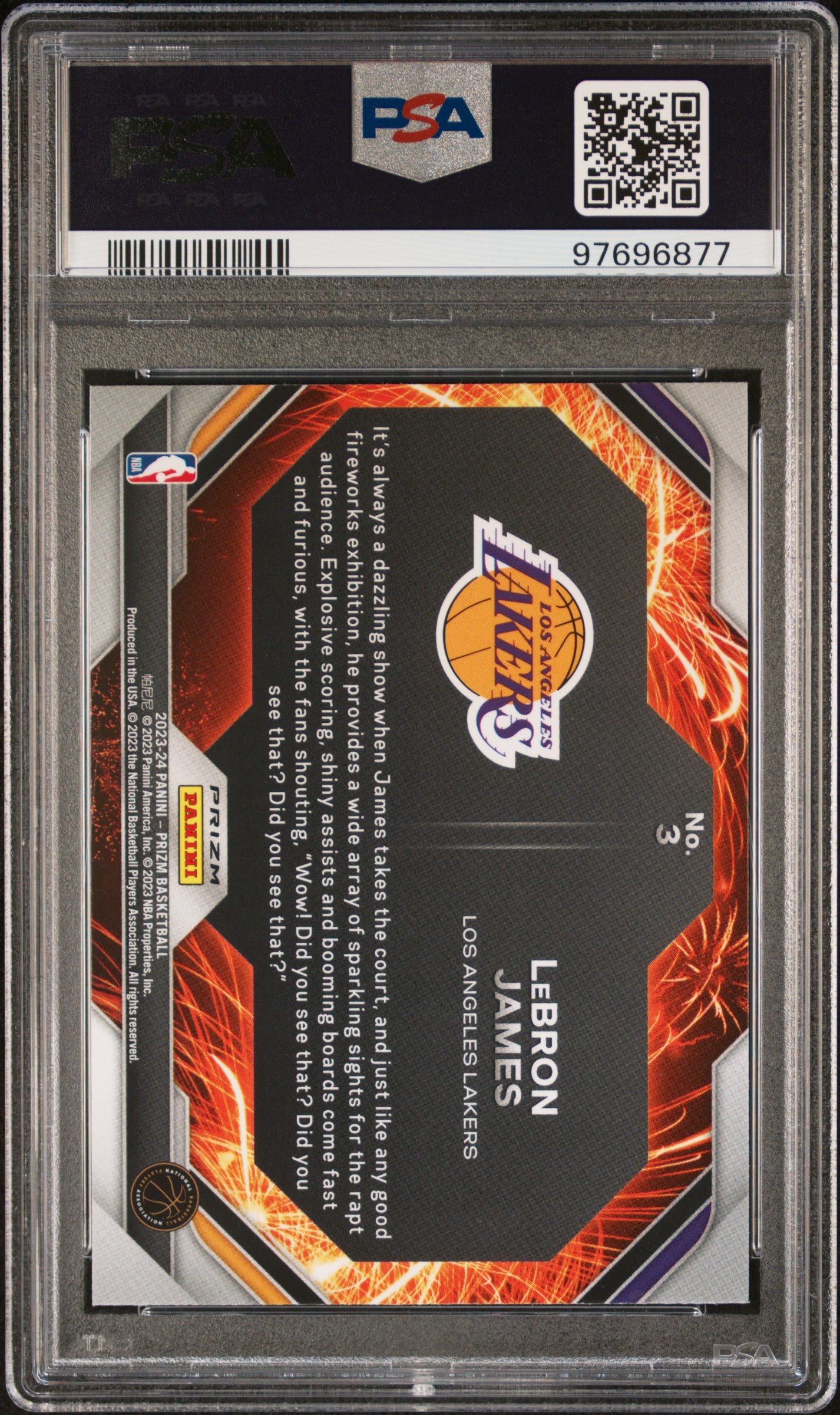 2023 Panini Prizm Fireworks LeBron James #3 Fast Break PSA 10