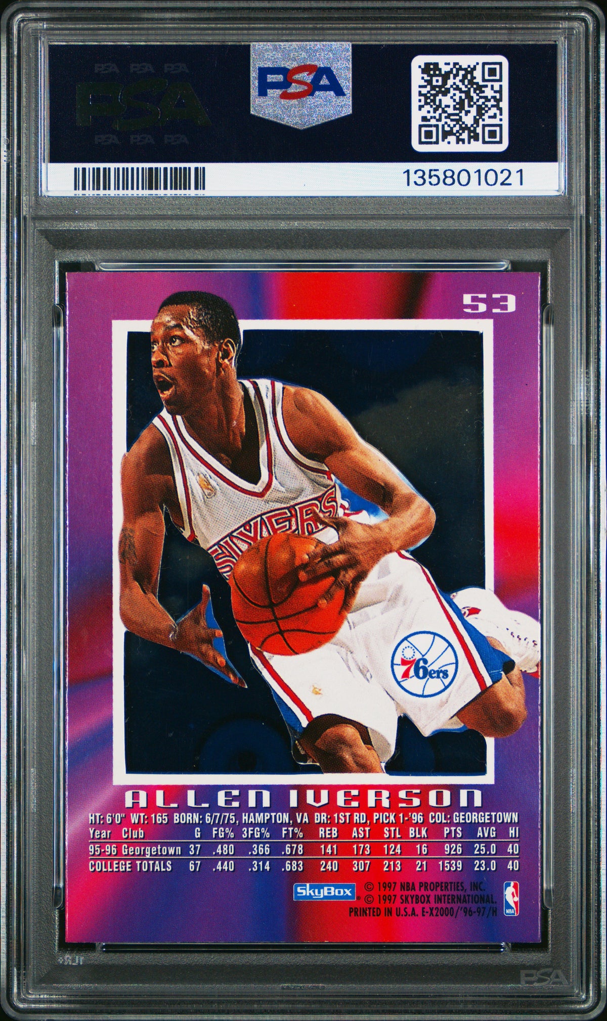 1996 Skybox E-X2000 Allen Iverson #53 PSA 6