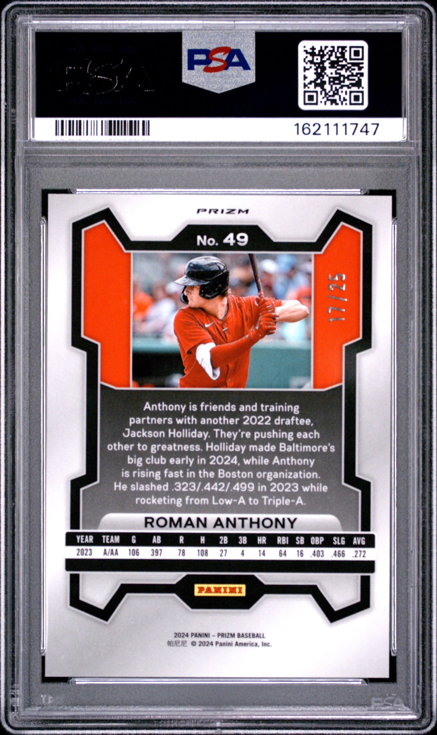 2024 Panini Prizm Roman Anthony #49 Green Pulsar PSA 9