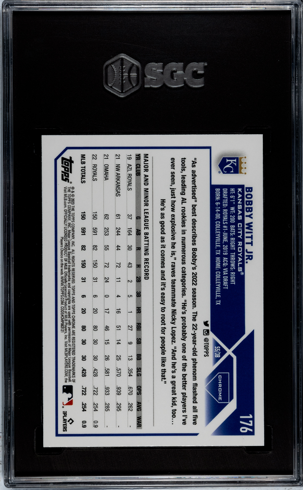 2023 Topps Chrome Bobby Witt Jr. #176 Pink Refractor SGC 9.5