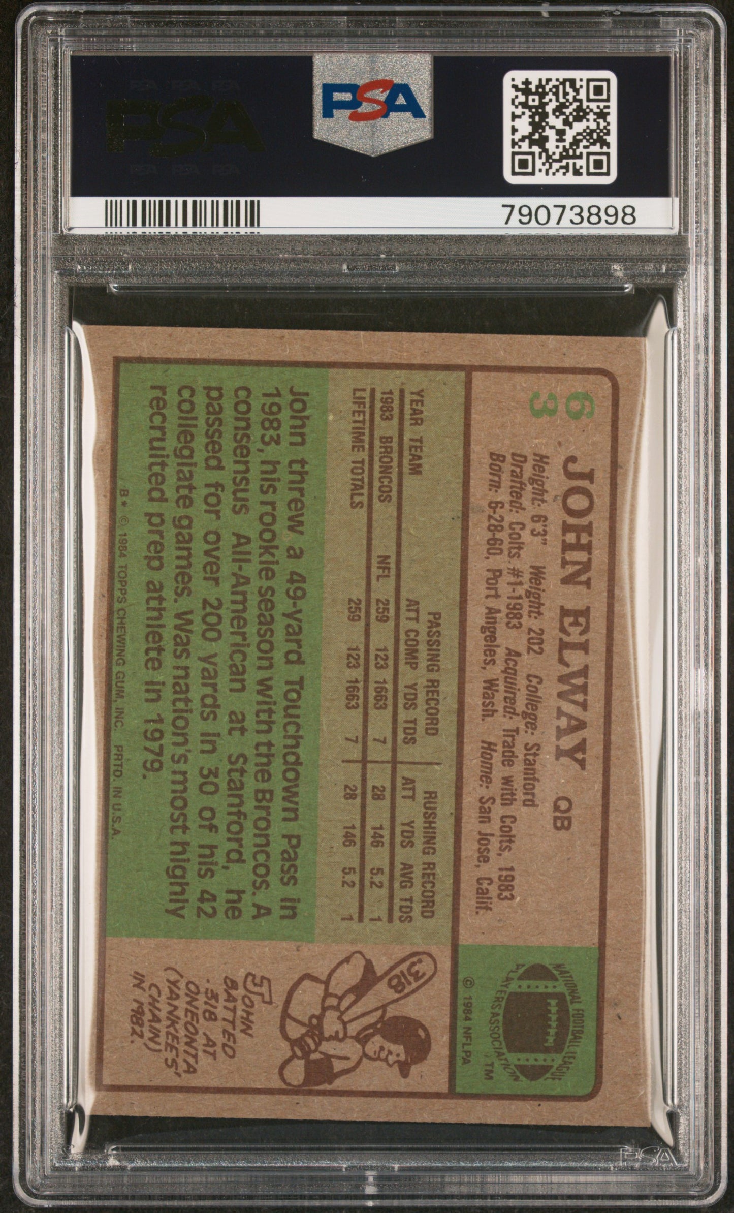 1984 Topps John Elway #63 PSA 7