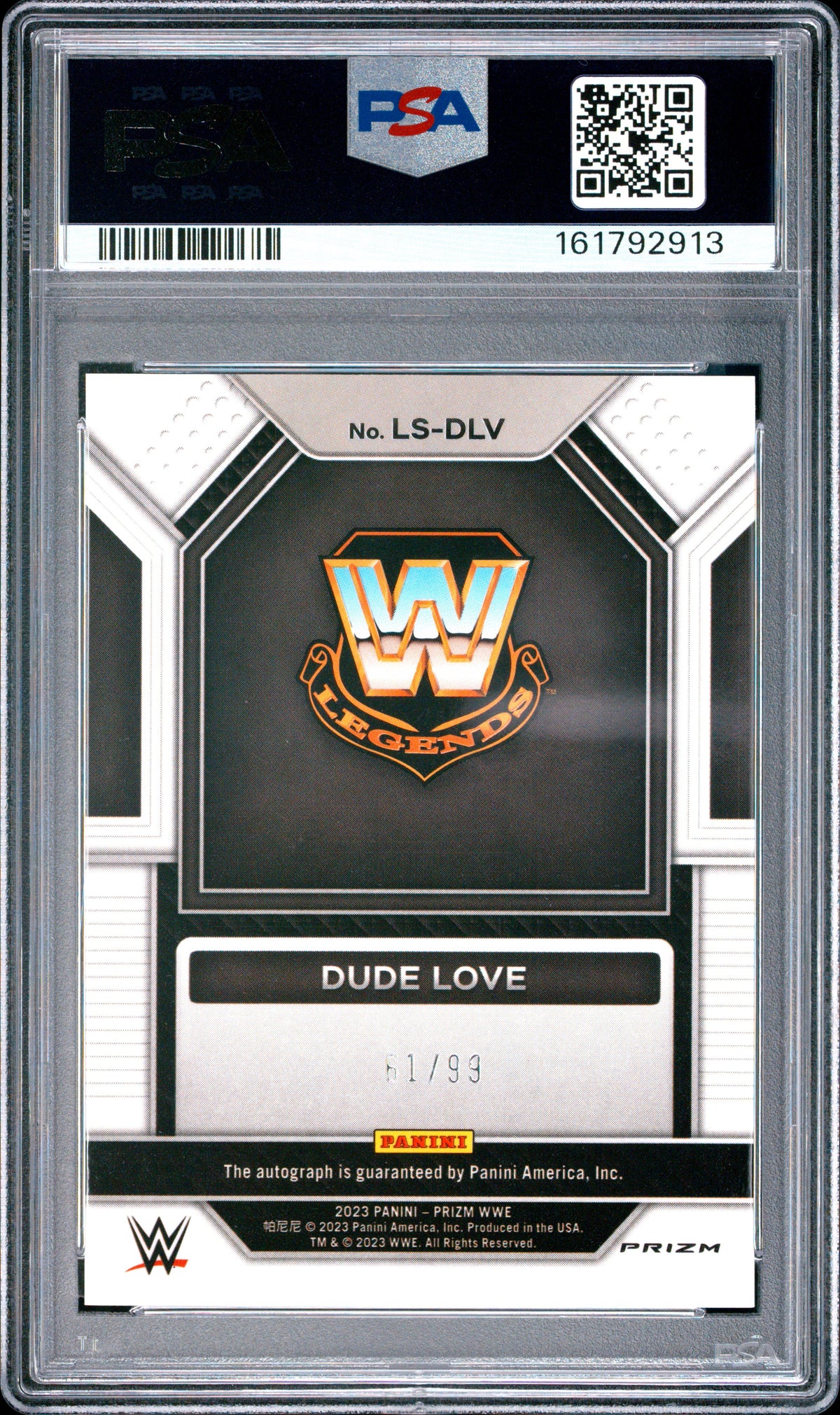 2023 Panini Prizm WWE Legendary Signatures Dude Love #LSDLV Red 61/99 PSA 9