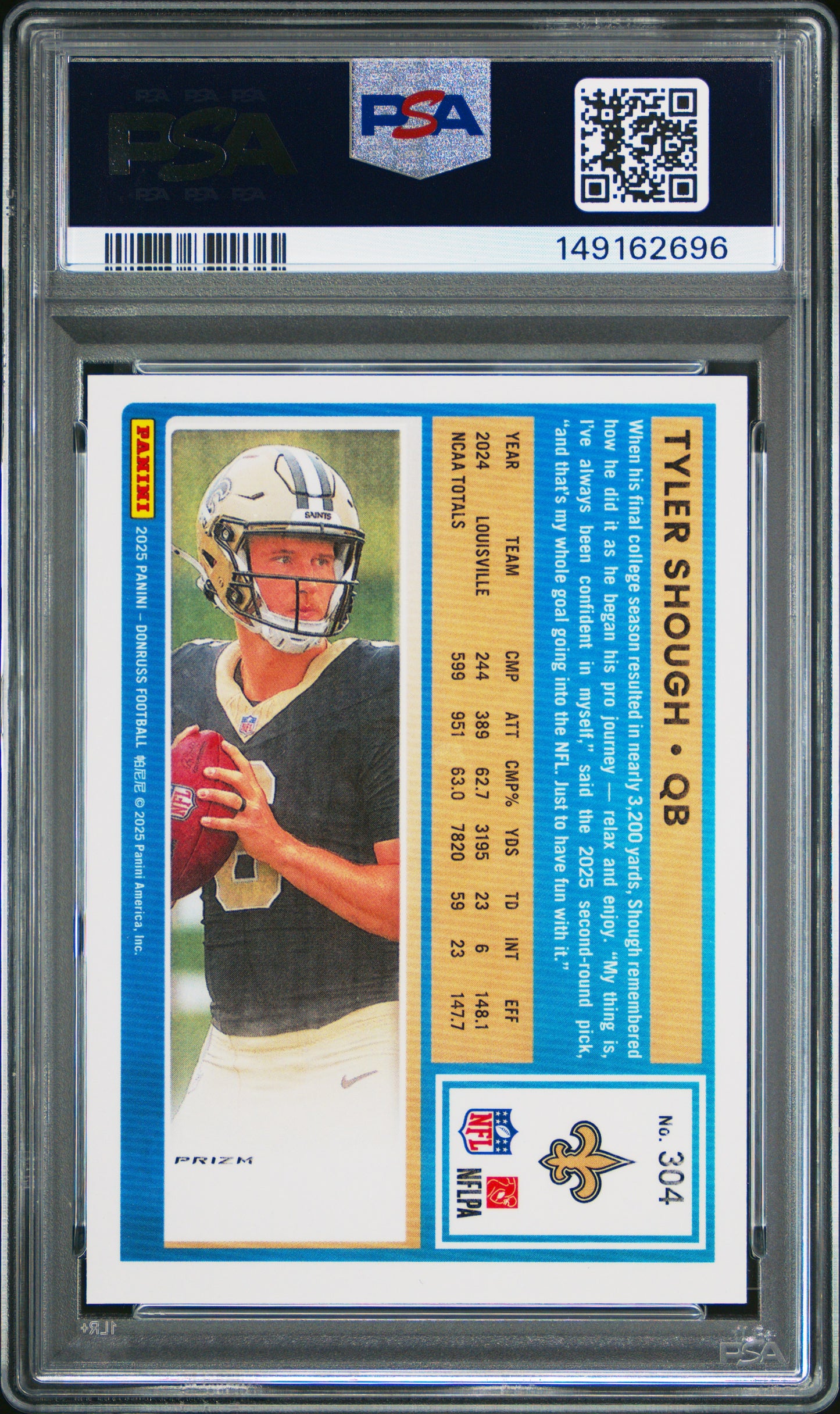 2025 Donruss Tyler Shough #304 Optic Preview Green Velocity PSA 10