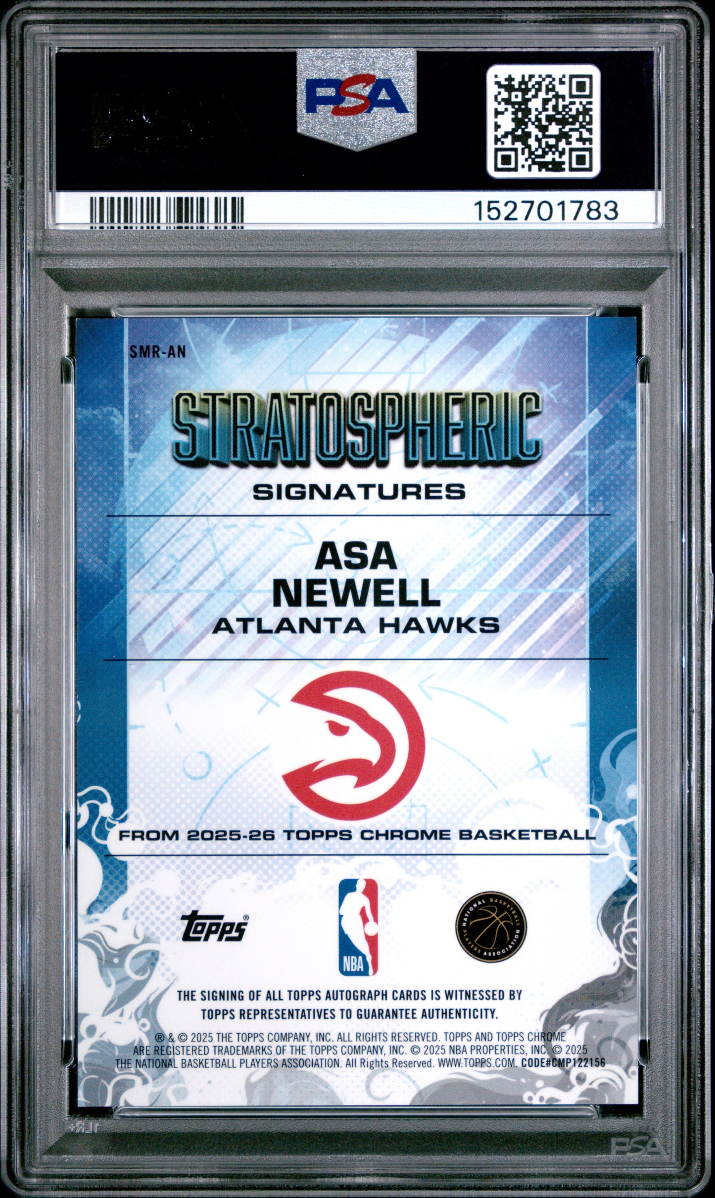 2025 Topps Chrome Stratospheric Signatures Rookies Asa Newell #SMR-AN PSA 10