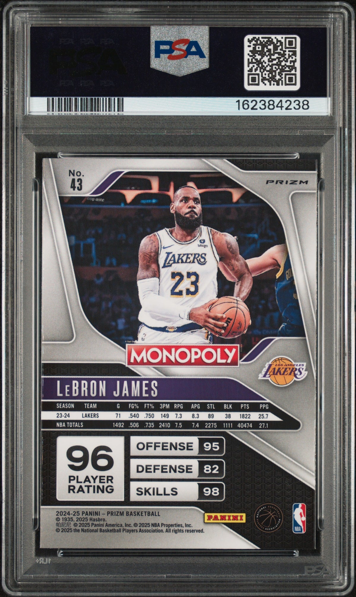 2024 Panini Prizm Monopoly LeBron James #43 Red PSA 8