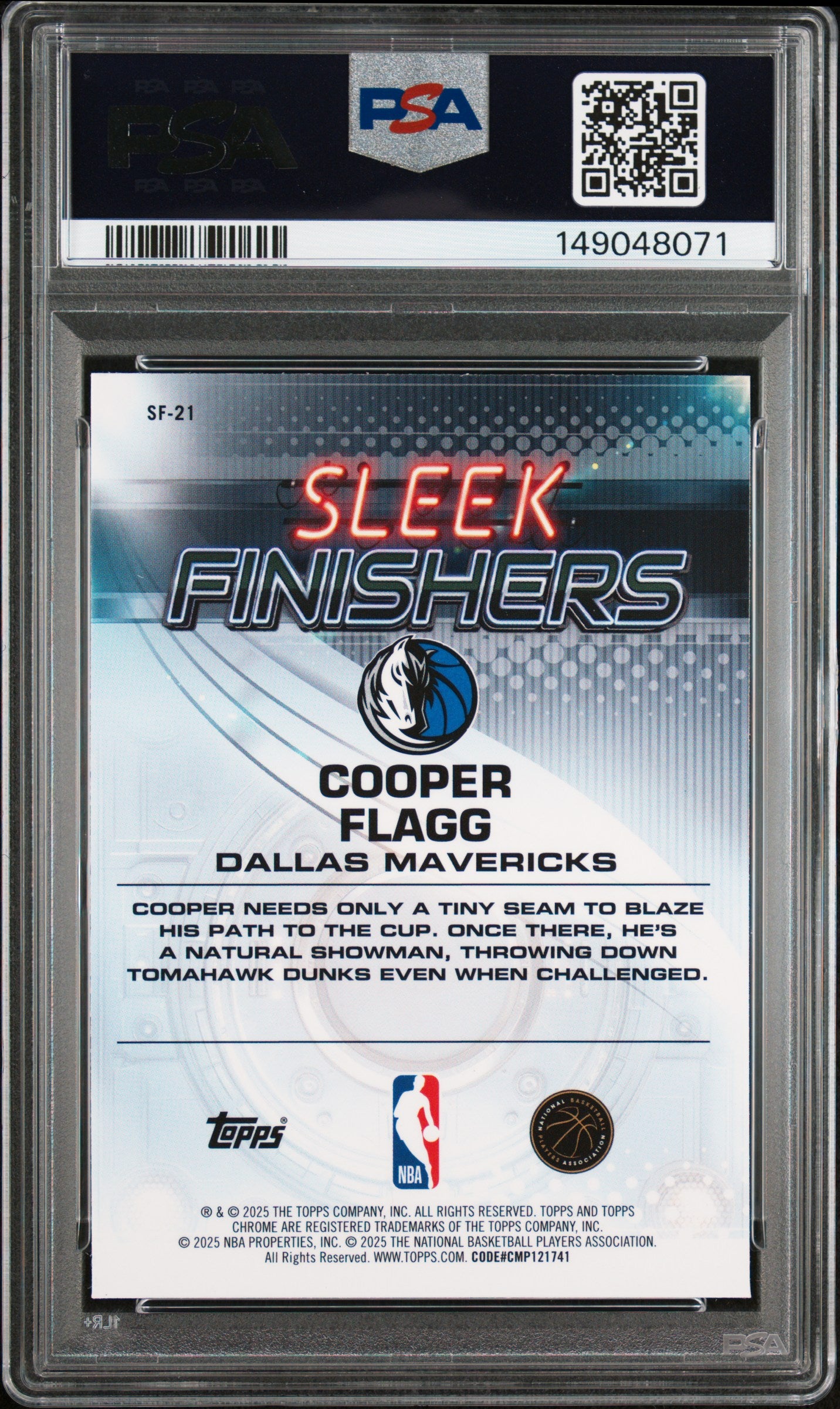2025 Topps Chrome Sleek Finishers Cooper Flagg #SF-21 PSA 10
