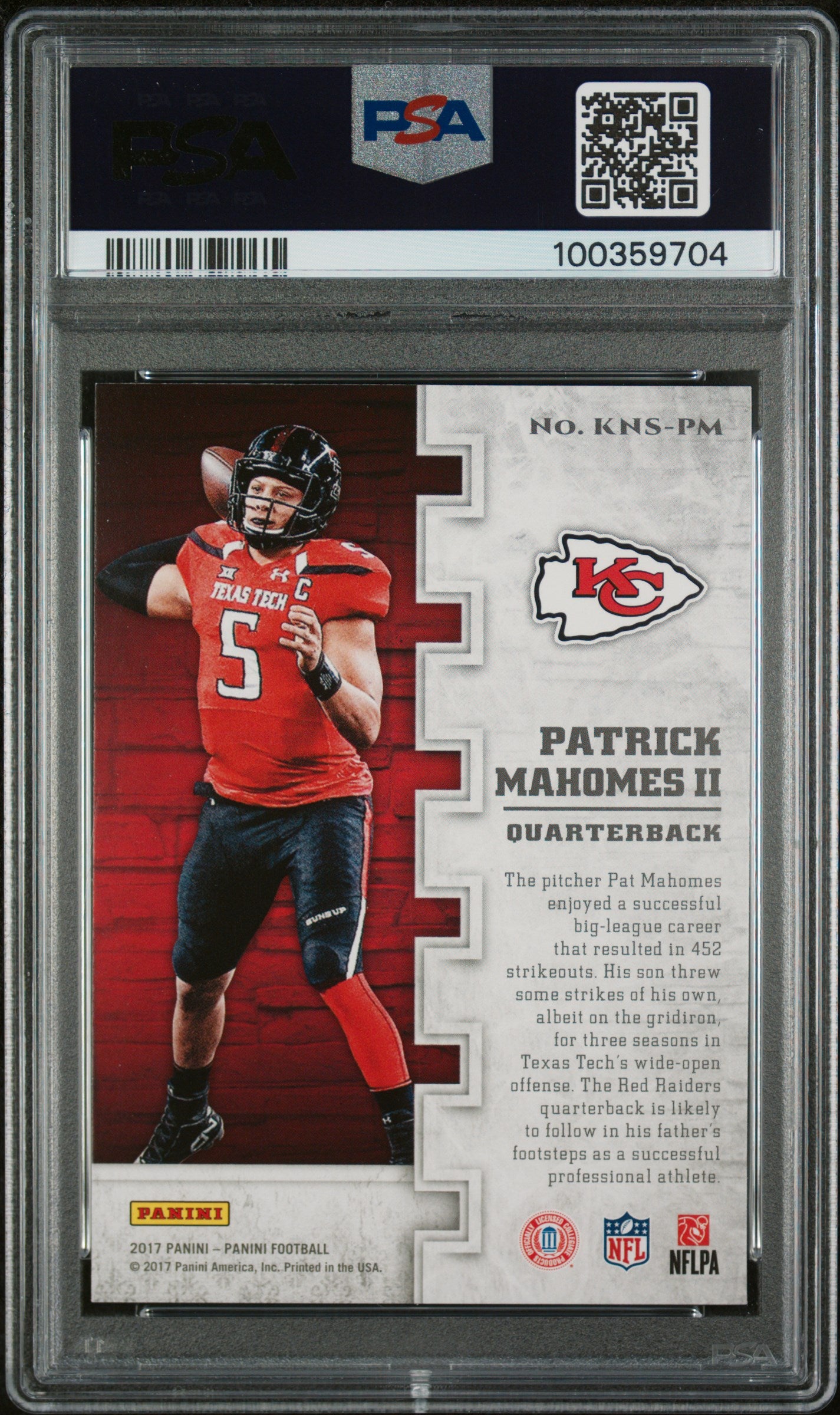 2017 Panini Knight School Patrick Mahomes II #PM PSA 9