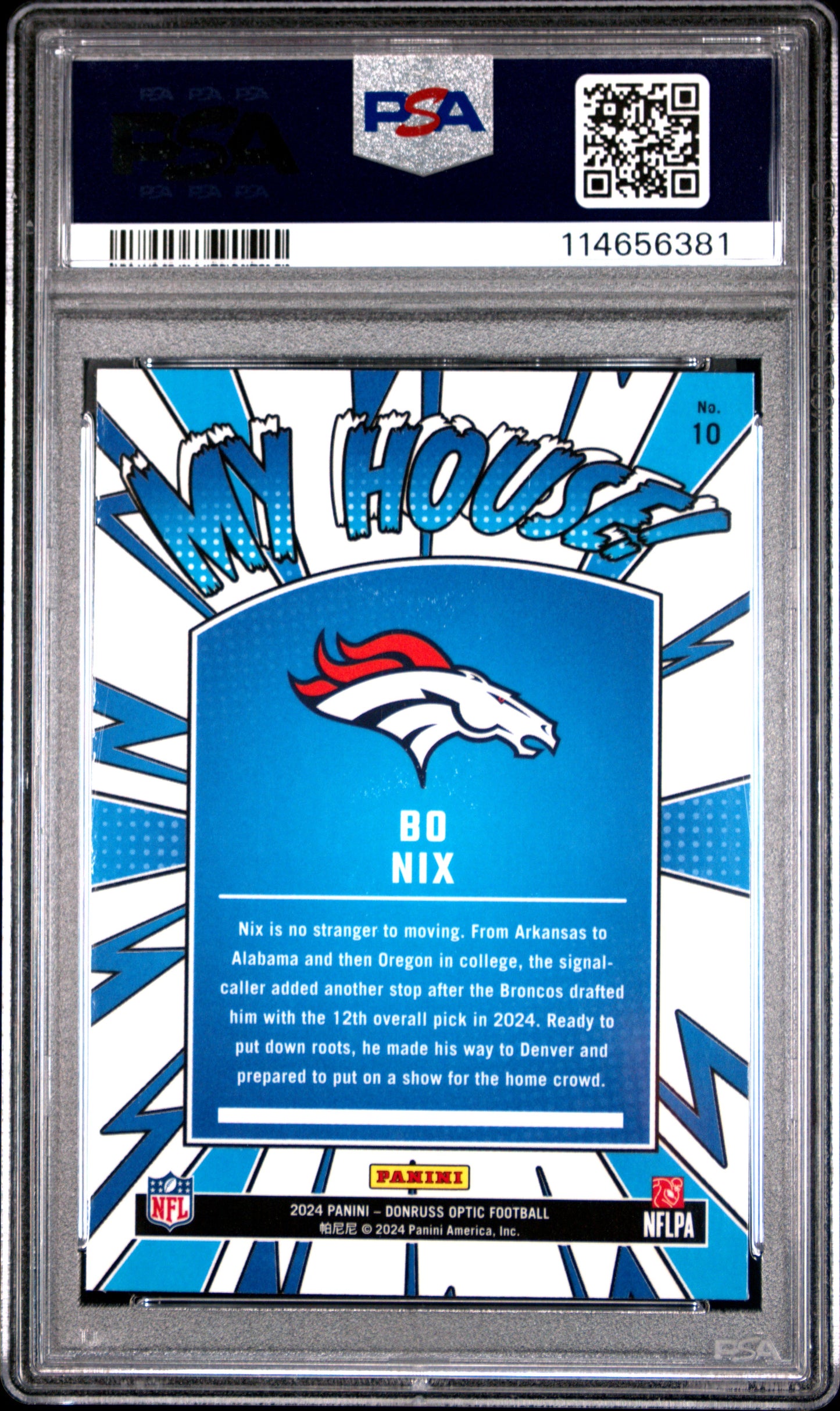 2024 Donruss Optic My House! Bo Nix #10 PSA 10