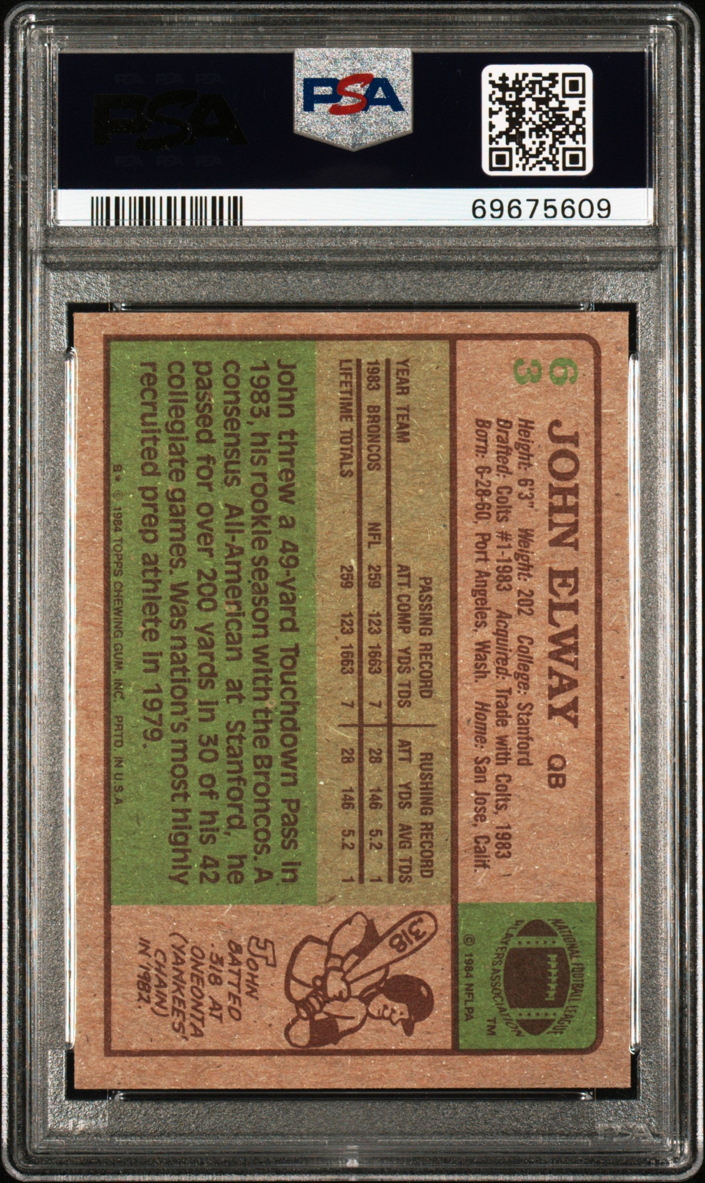 1984 Topps John Elway #63 RC PSA 8