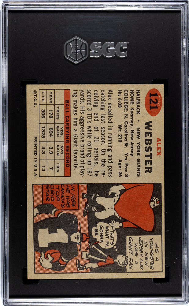 1957 Topps Alex Webster #121 SGC 6