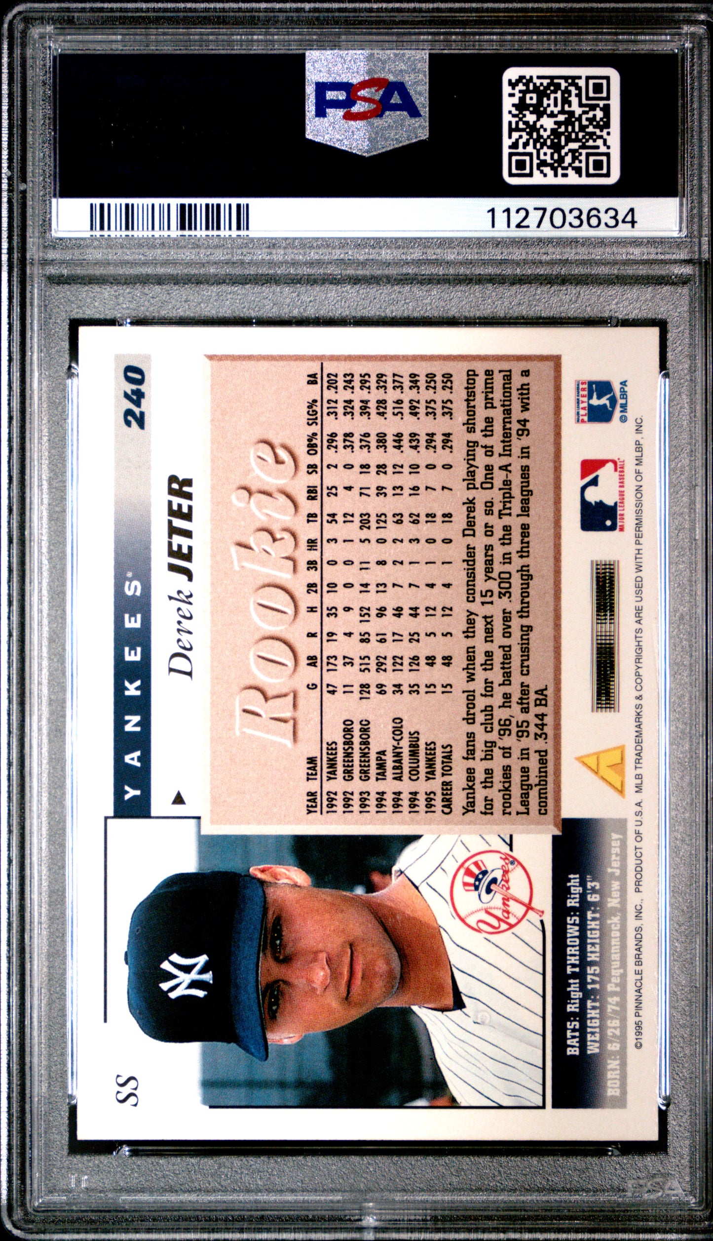 1996 Score Rookie Derek Jeter #240 PSA 9