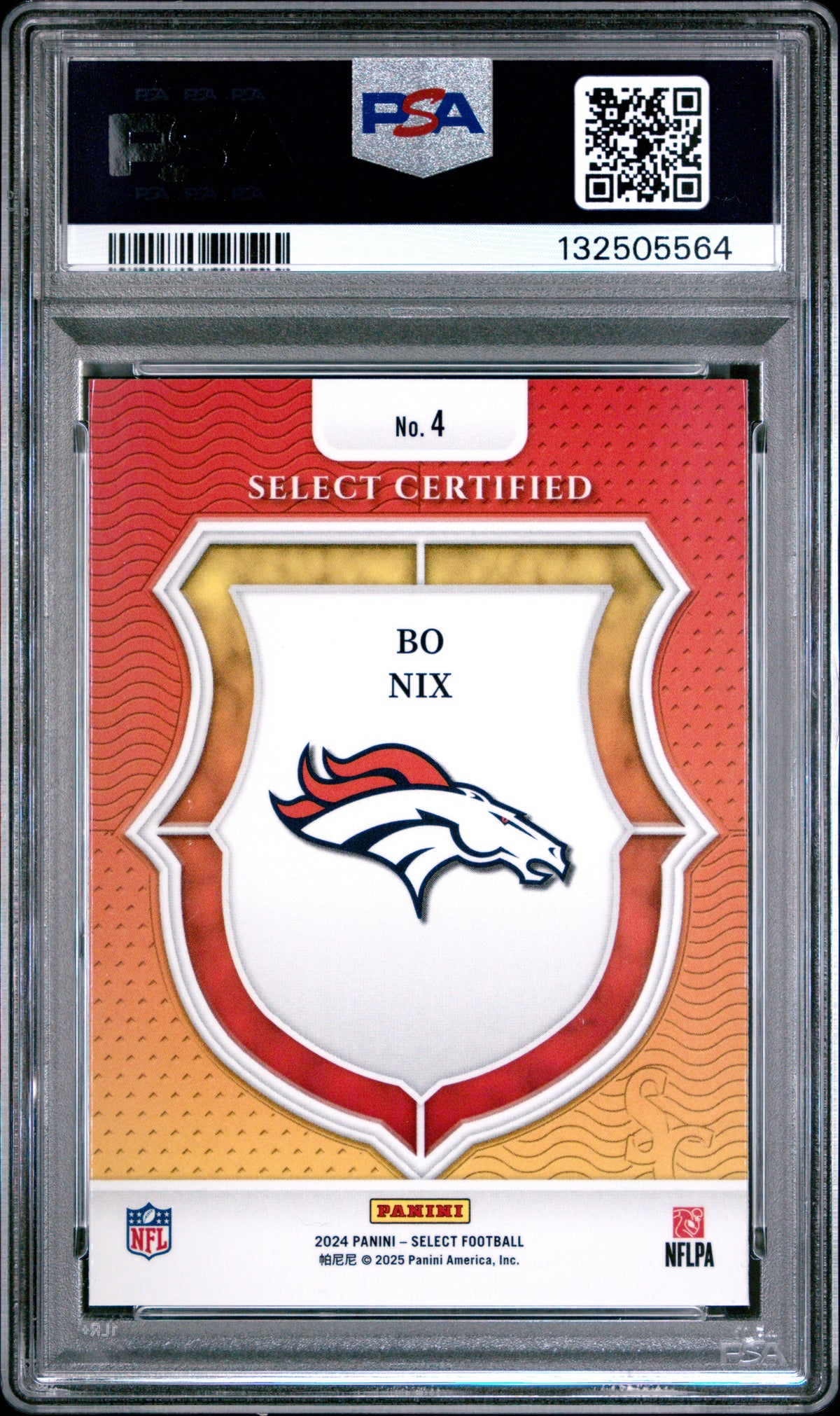 2024 Panini Select Select Certified Rookies Bo Nix #4 PSA 10