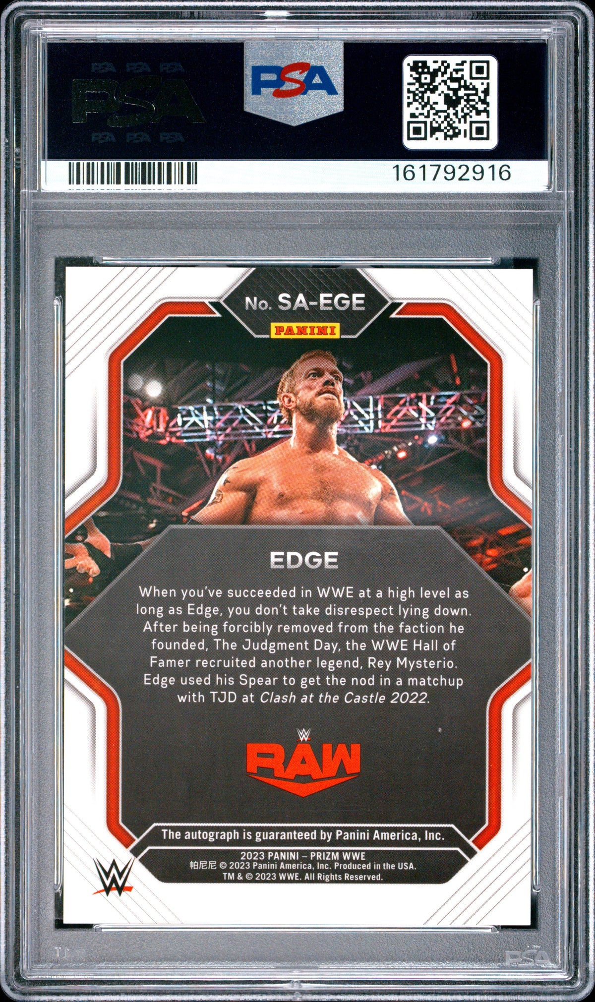 2023 Panini Prizm WWE Superstar Autographs Edge #SAEGE PSA 10