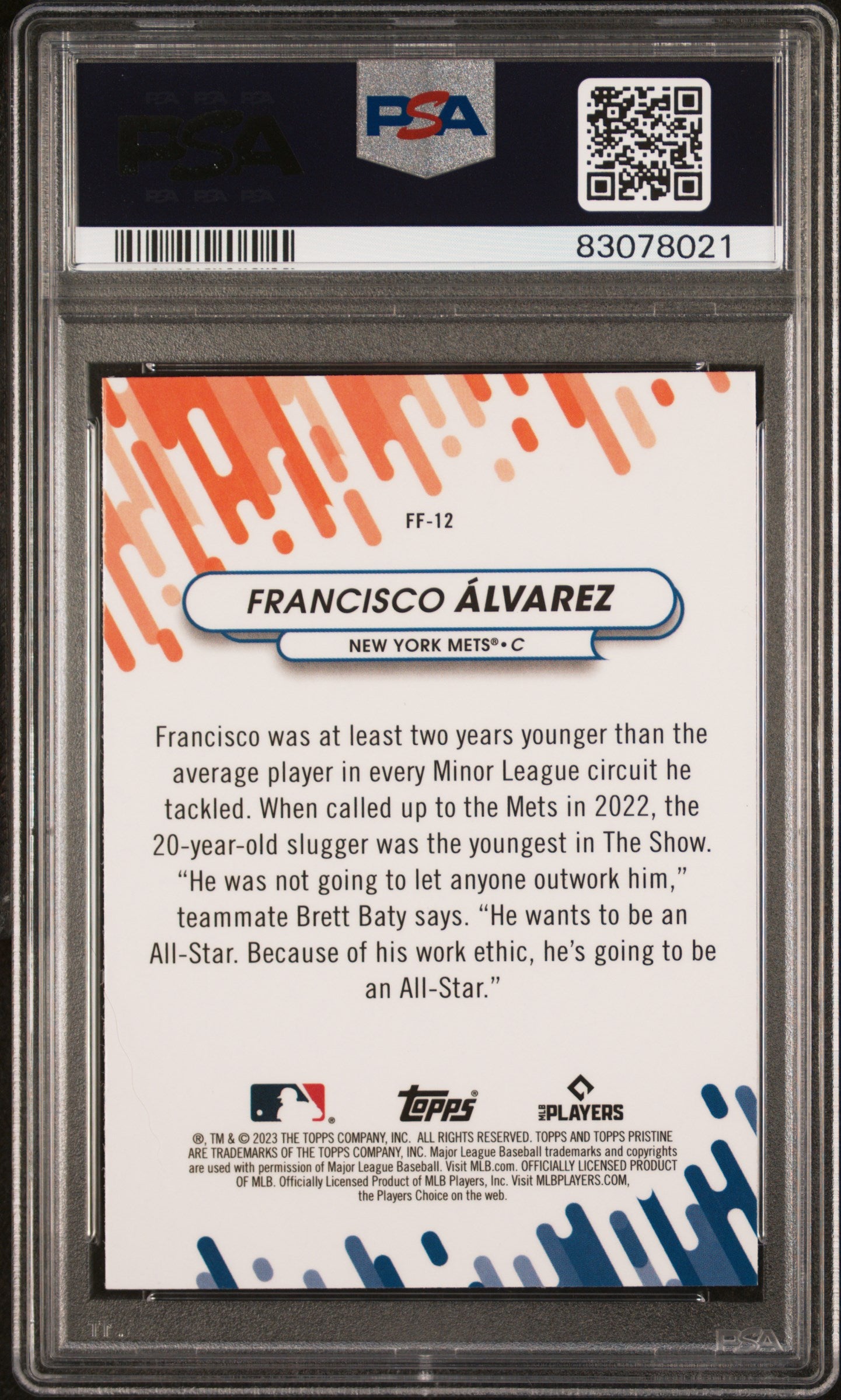 2023 Topps Pristine Fresh Faces Francisco Alvarez #FF12 PSA 10