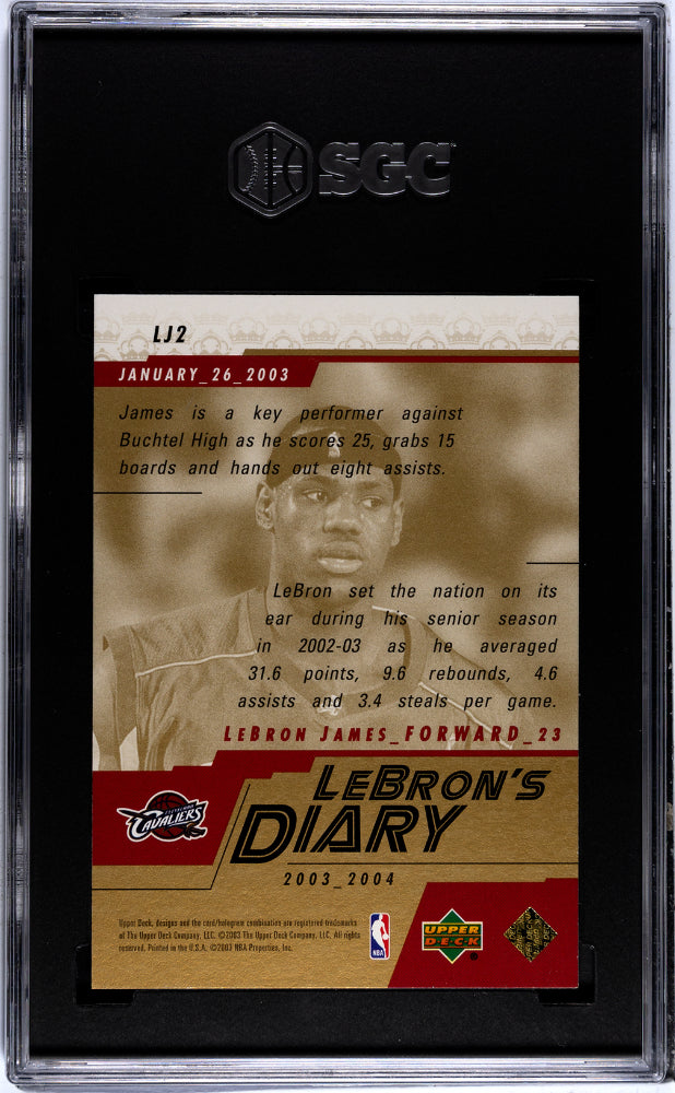 2003 Upper Deck LeBron James #LJ2 Lebron's Diary SGC 9.5