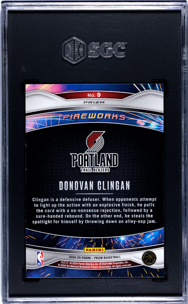2024 Panini Prizm Donovan Clingan #9 Fireworks Silver SGC 10