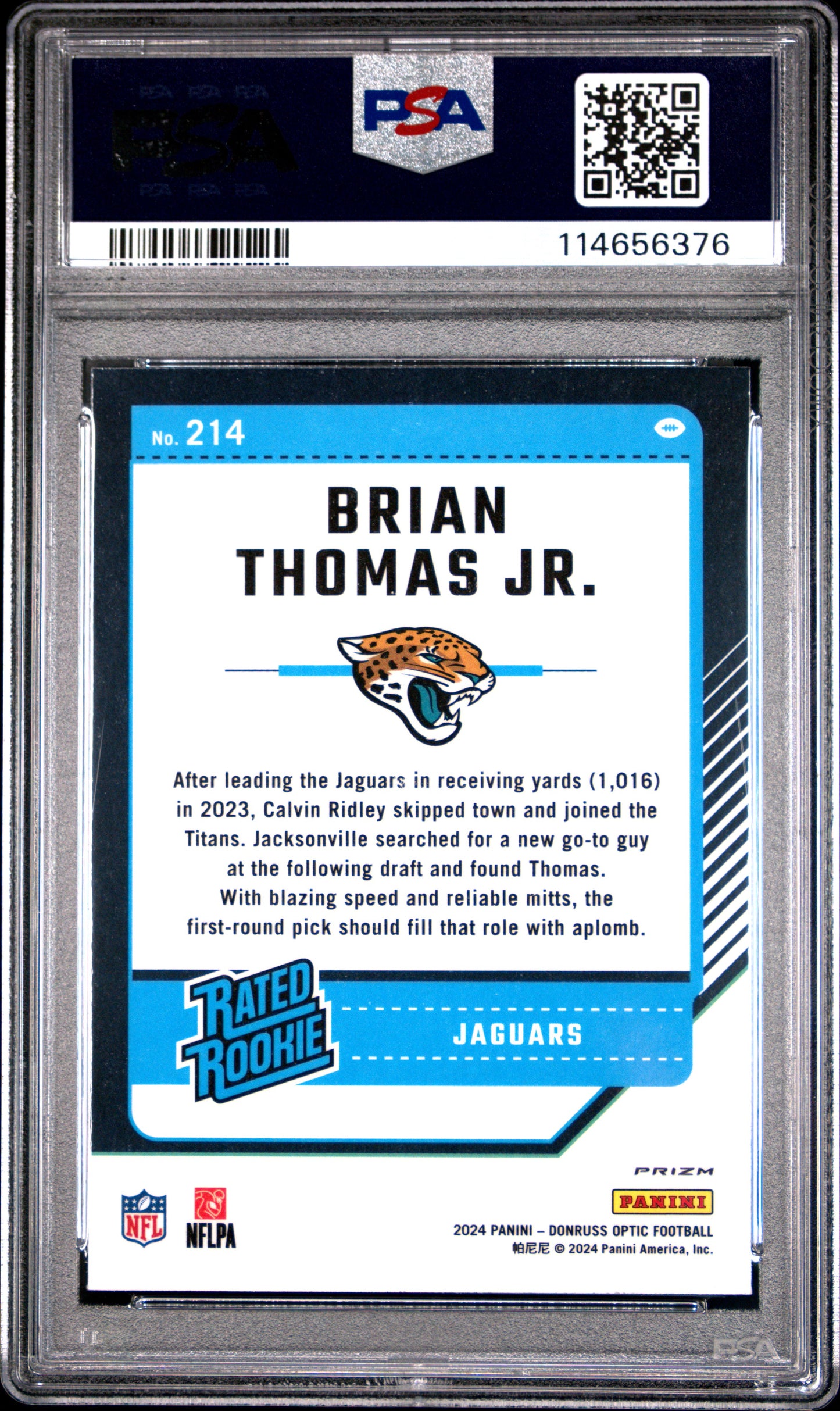 2024 Donruss Optic Brian Thomas JR. #214 Holo RC PSA 10