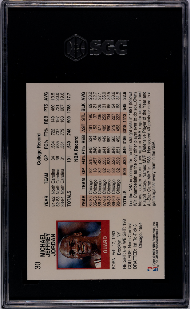 1991 NBA Hoops Michael Jordan #30 SGC 10