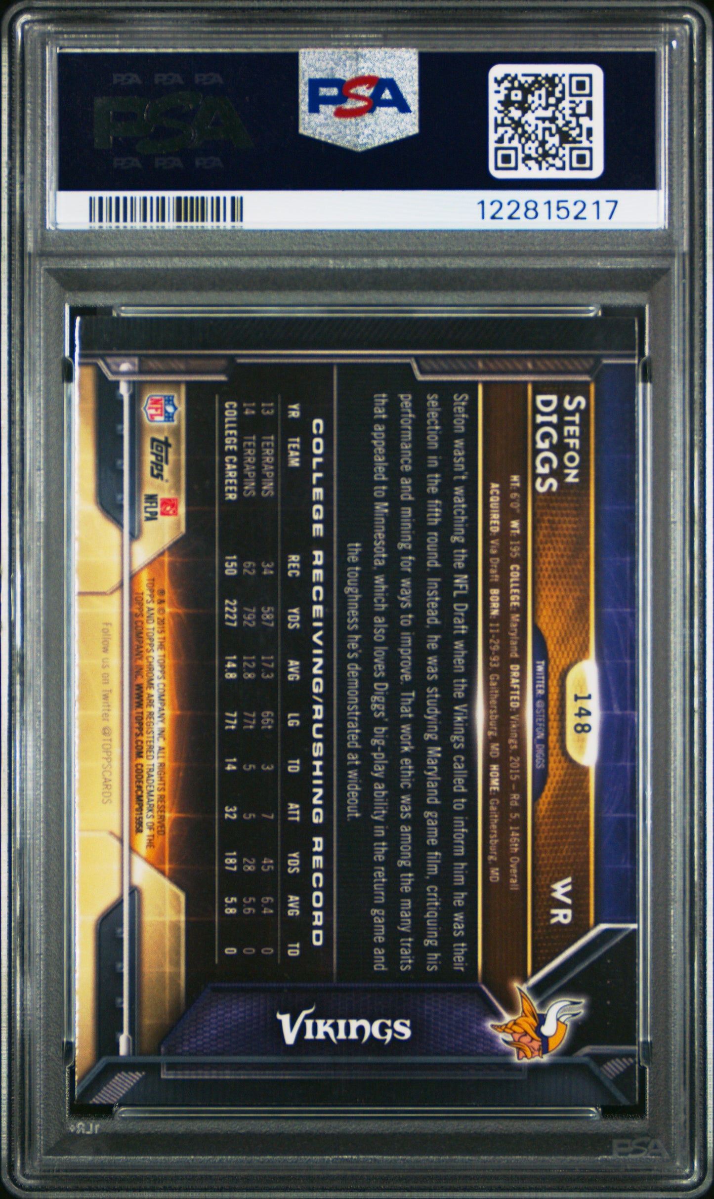 2015 Topps Chrome Stefon Diggs #148 Xfractor PSA 10