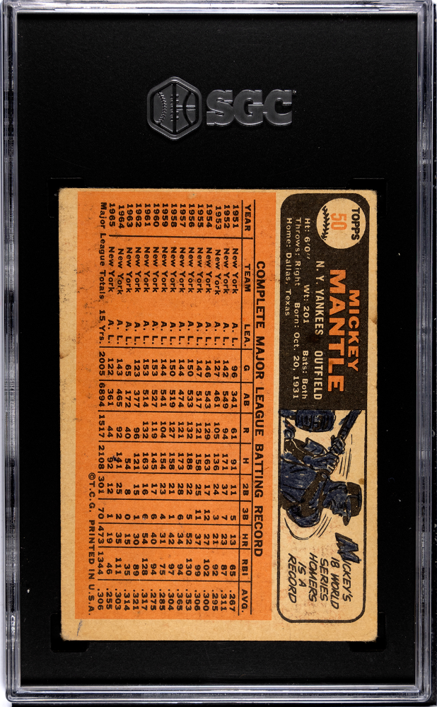 1966 Topps Mickey Mantle #50 SGC 1