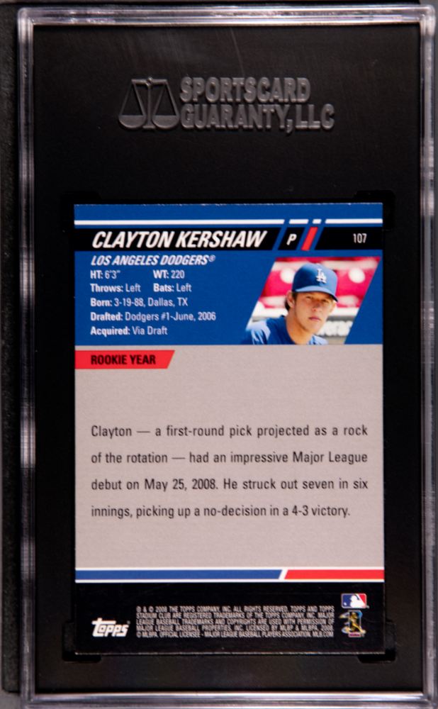 2008 Topps Stadium Club Clayton Kershaw #107 Pitching First Day Issue SGC 6.5