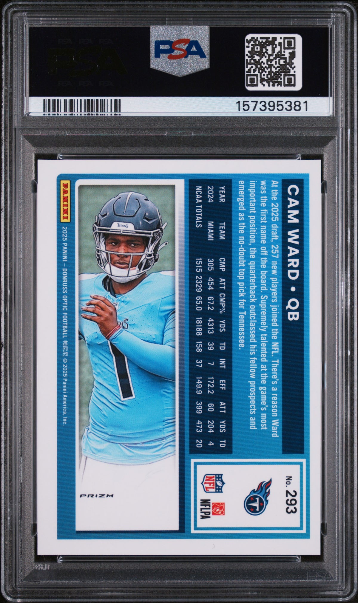 2025 Donruss Optic Rated Rookie Cam Ward #293 Blue Hyper PSA 9