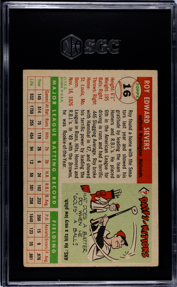 1955 Topps Roy Sievers #16 SGC 5