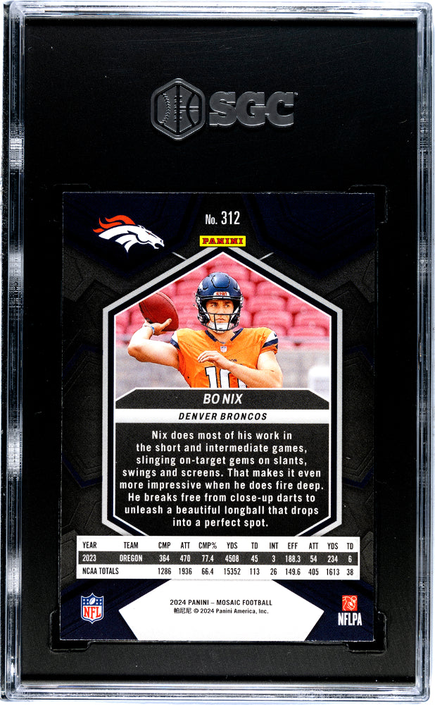 2024 Panini Mosaic Bo Nix #312 SGC 9.5