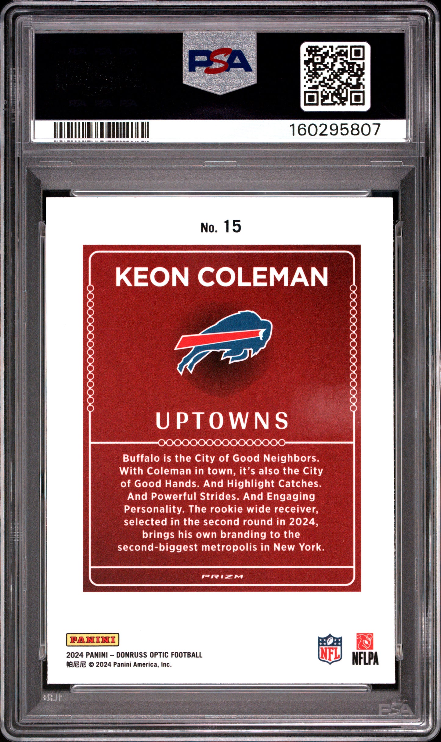 2024 Donruss Optic Uptowns Keon Coleman #15 PSA 10