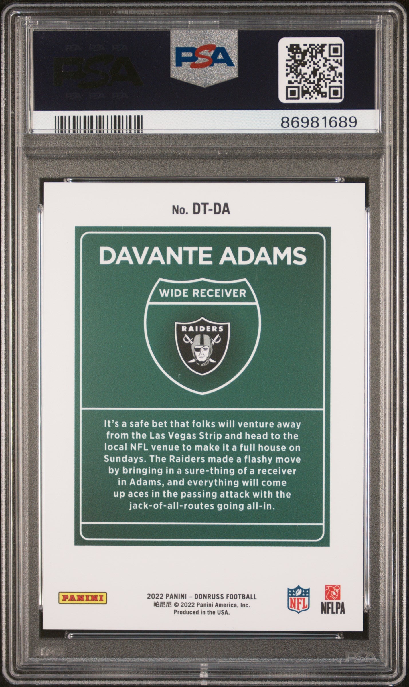 2022 Panini Donruss Downtown Shipping #DTDA Downtown! PSA 9