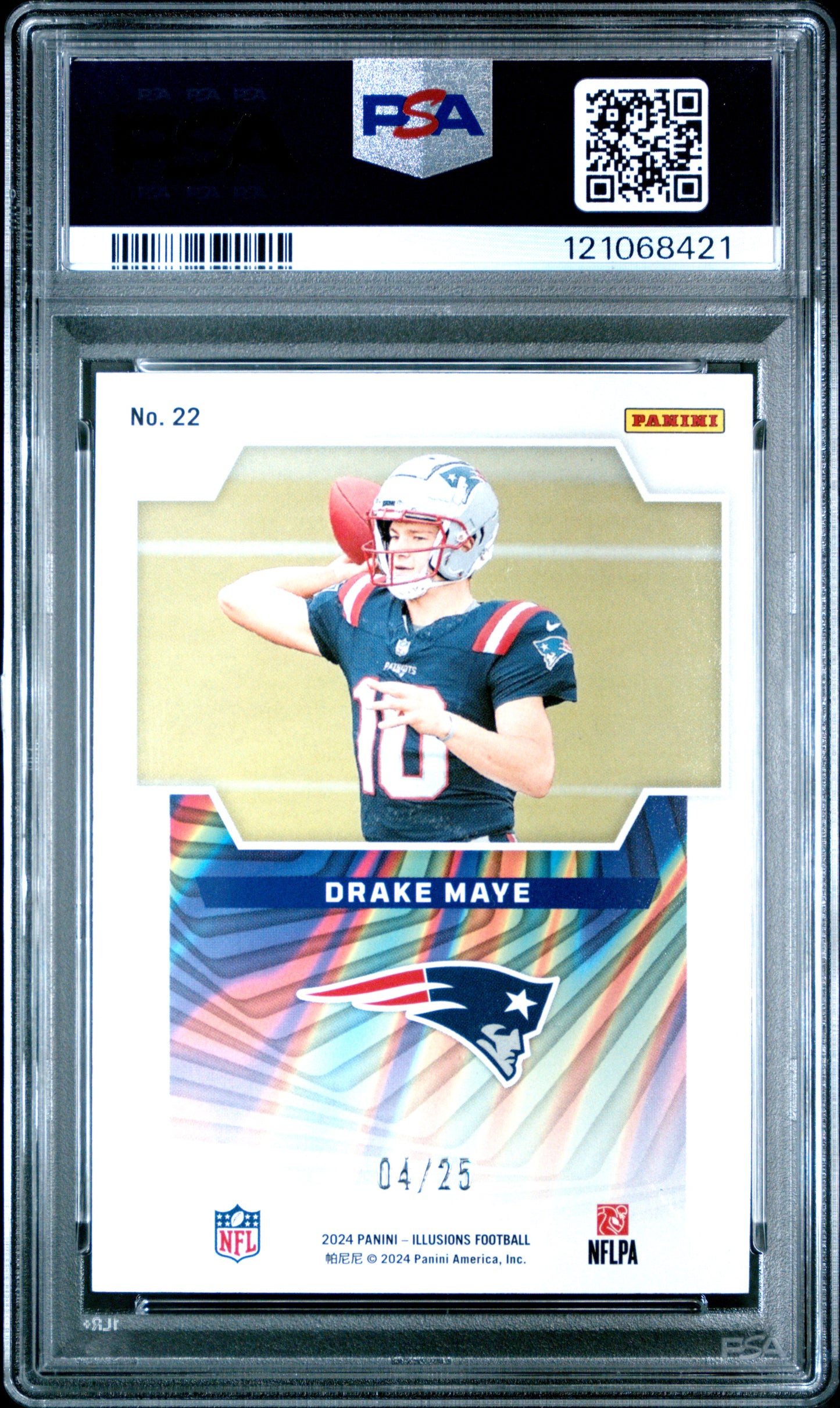 2024 Panini Illusions Game Magicians Drake Maye #22 Gold 04/25 PSA 10