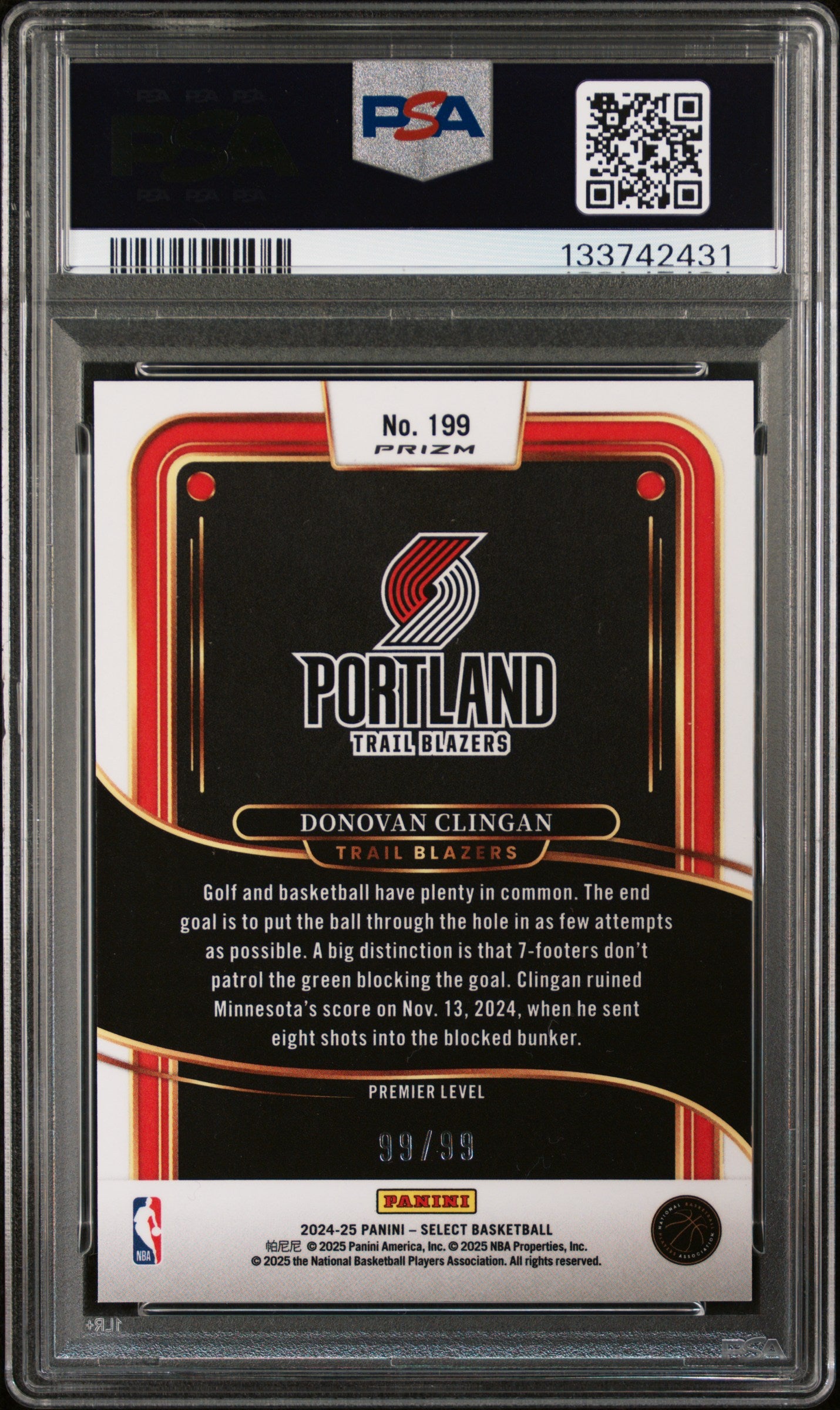 2024 Panini Select Donovan Clingan #199 Light Blue Disco RC 99/99 PSA 10