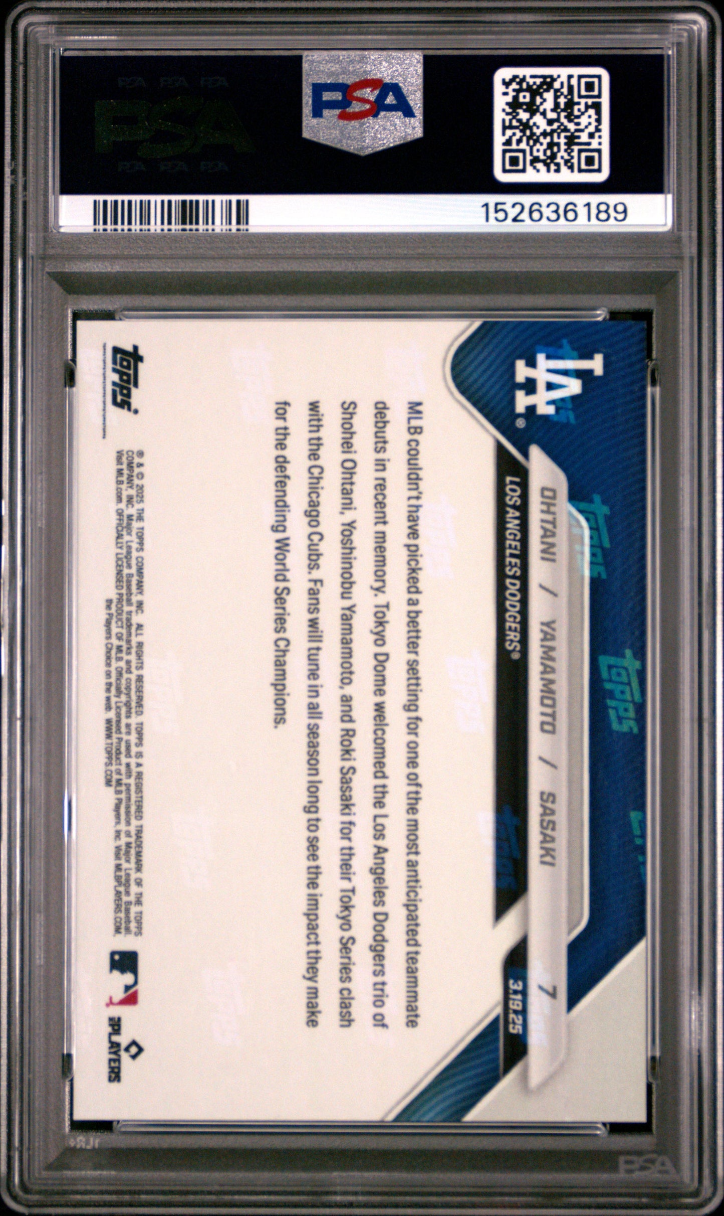 2025 Topps Now Sasaki Yamamoto Ohtani #7 PSA 10