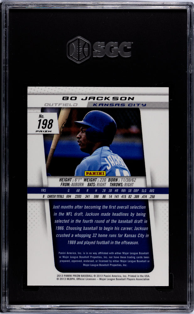 2013 Panini Prizm Bo Jackson #198 Red Pulsar SGC 10