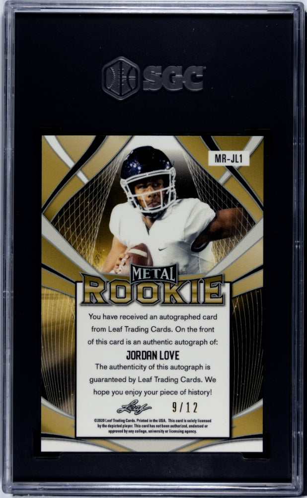 2020 Leaf Metal Rookie Jordan Love Autograph Blue Crystal 9/12 SGC 10 Auto 10