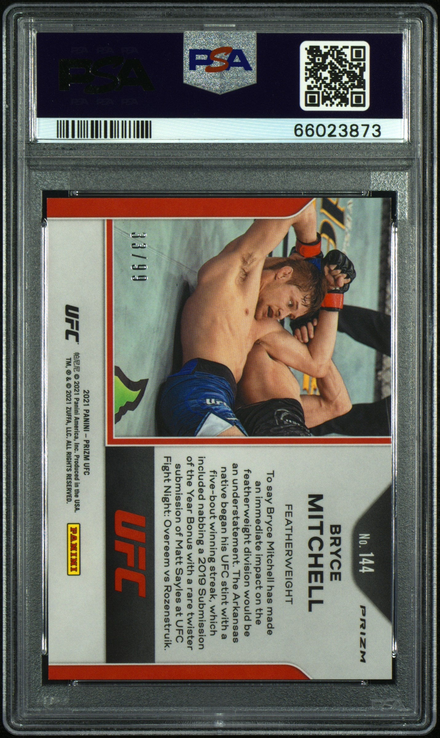 2021 Panini Prizm UFC Bryce Mitchell #144 Orange 33/99 PSA 9