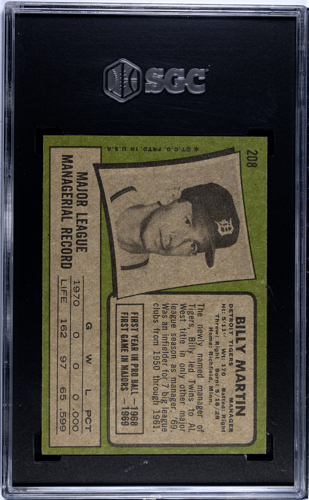 1971 Topps Billy Martin #208 SGC 7