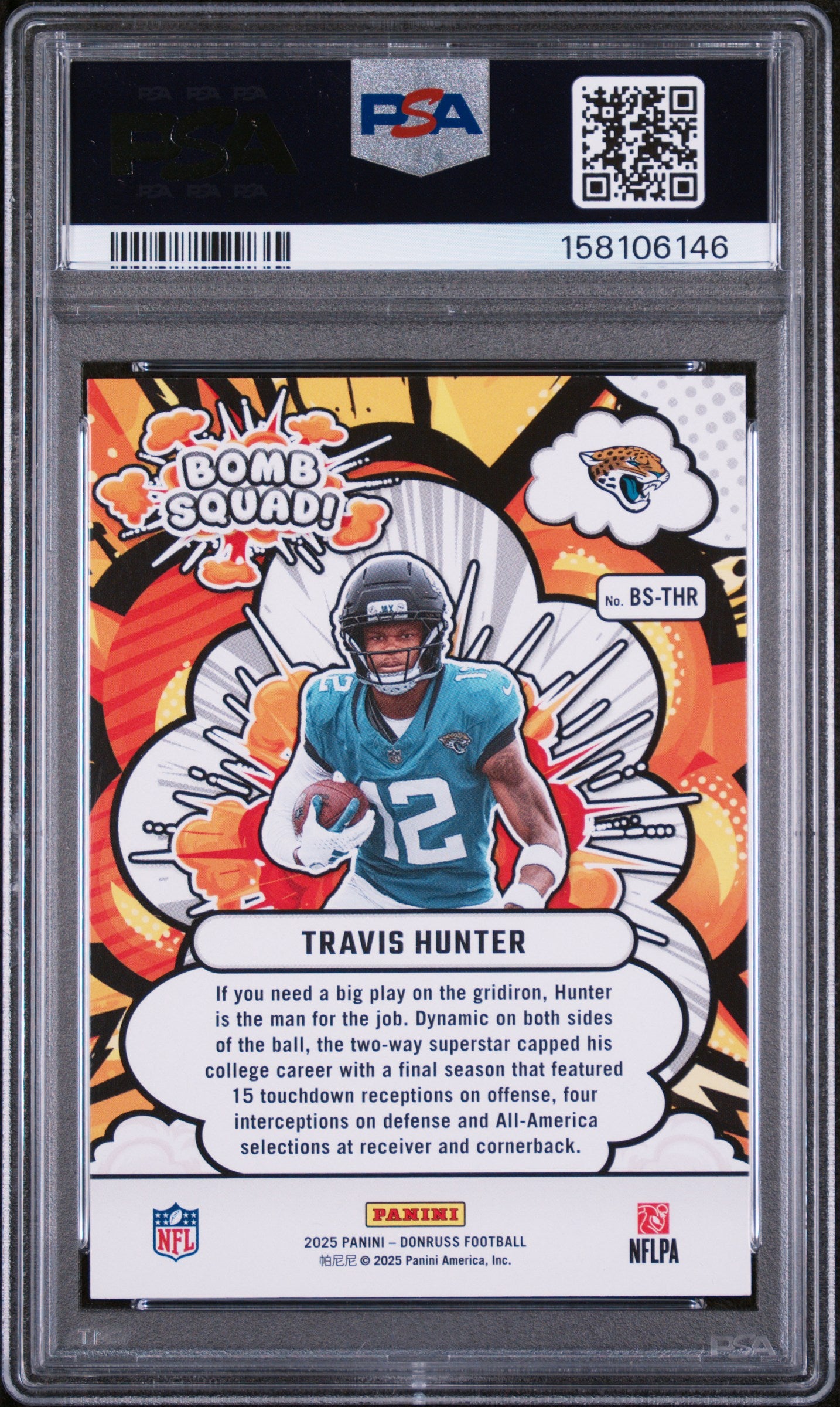 2025 Panini Donruss Bomb Squad Travis Hunter #BS-THR PSA 10