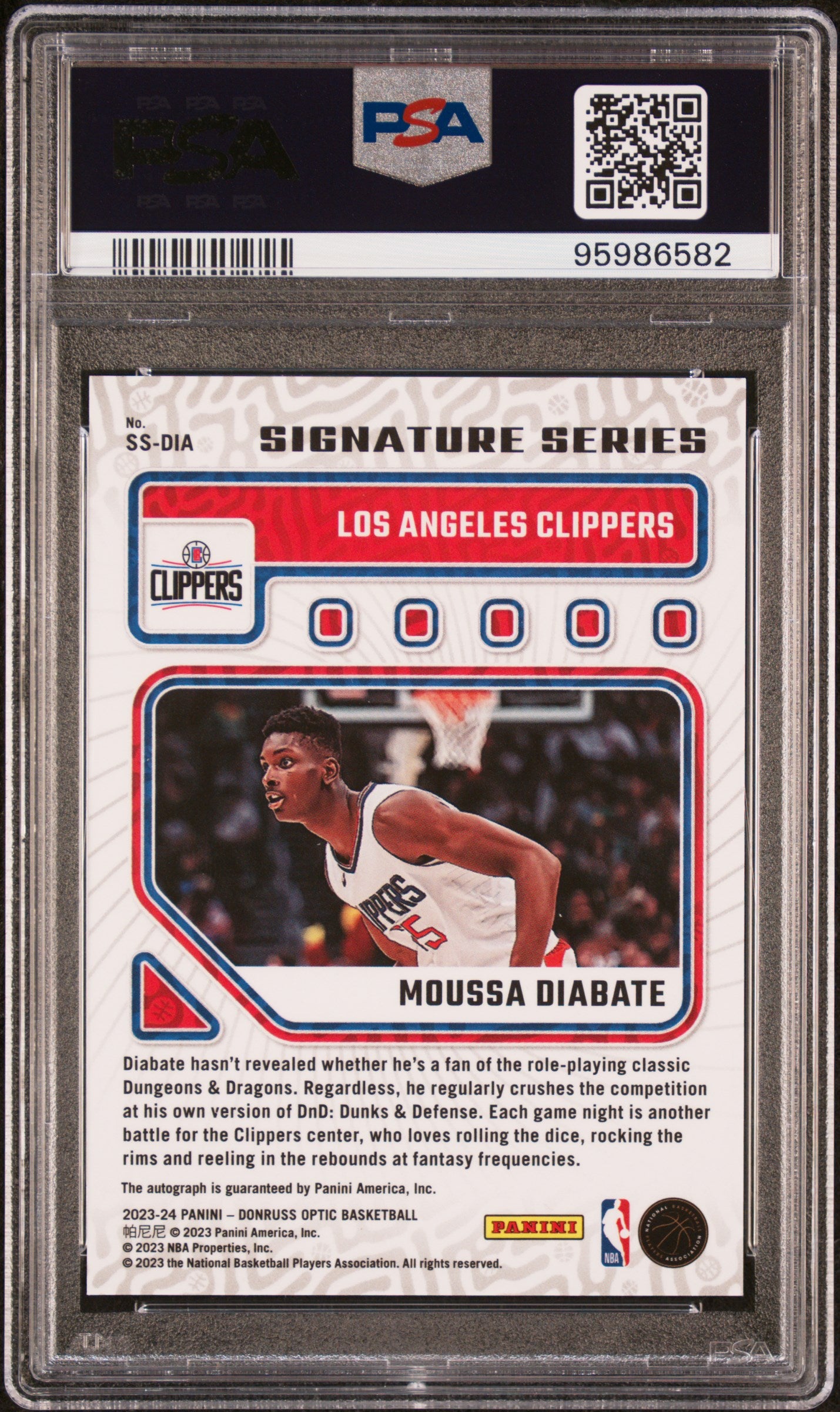 2023 Panini Donruss Optic Signature Series Moussa Diabate #SSDIA PSA 10