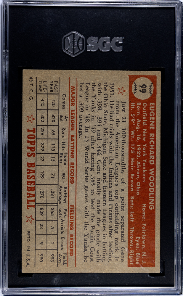 1952 Topps Gene Woodling #99 SGC 6