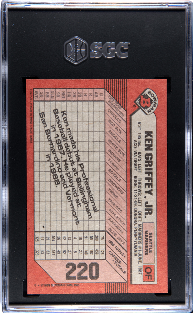 1989 Bowman Ken Griffey Jr. #220 RC SGC 9