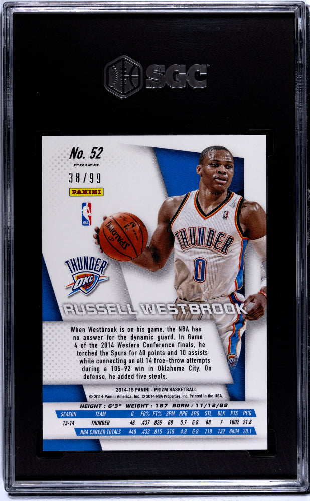 2014 Panini Prizm Russell Westbrook #52 Blue 38/99 SGC 10