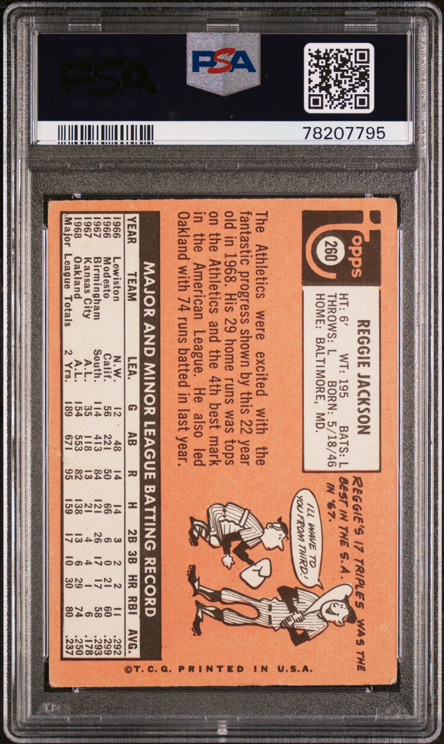 1969 Topps Reggie Jackson #260 PSA 3